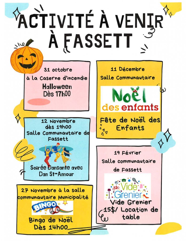 Activité à venir à Fassett